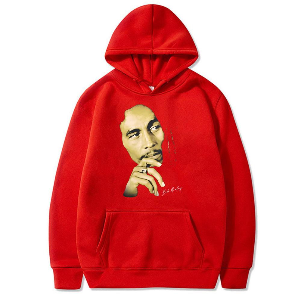 Classic Vintage Rapper Bob Marley Big Face Graphics Hoodie Bob Marley Anniversary Album Print Hoodies Men Hip Hop Black Clothing