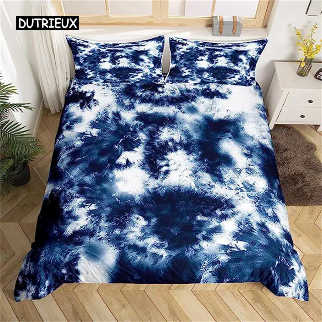 Tie Dye Duvet Cover Hippie Spiral Bedding Set Ethnic Boho Duvet Cover Swirl Tie Dye Pattern Bed Bohemian Hippie Bedding Decor