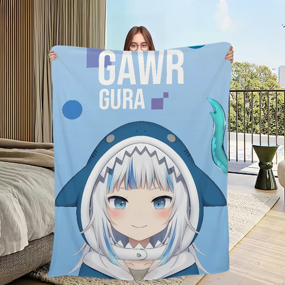 Kawaii Anime Girl Music Art G-gawr G-gura Blanket Flannel Warm Comfort Soft Plush Blanket Sofa Living Room Bedroom Travel Gift