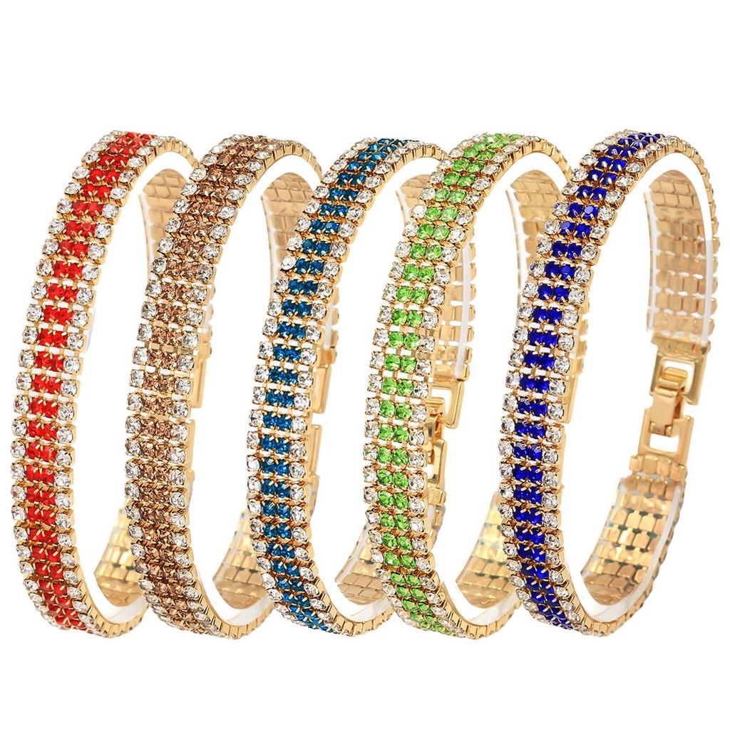 European & American Luxury Shimmering Roman Crystal Bracelet - Women's Full Diamond Claw Chain