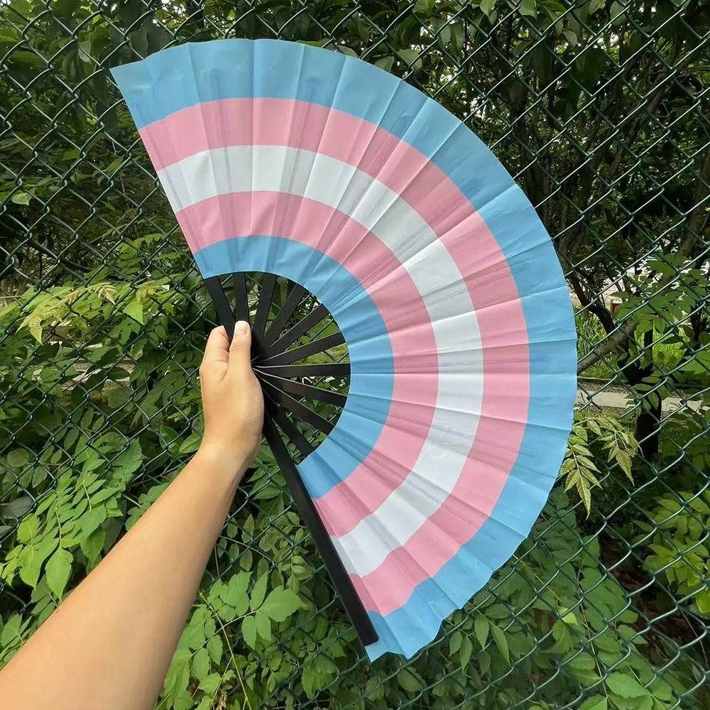 Cooling Rainbow Handheld Fan Gradient Colorful Chinese Kung Fu Fan Folding Dance Fan  Carnival