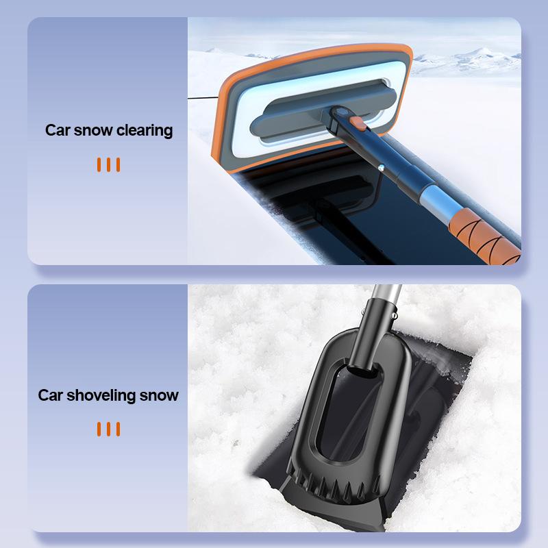 SEAMETAL 3-in-1 Retractable Snow Shovel Ice Scraper Snow Brush Snow Remover for Car SUV Windshield Frost Cleaner Winter Tool