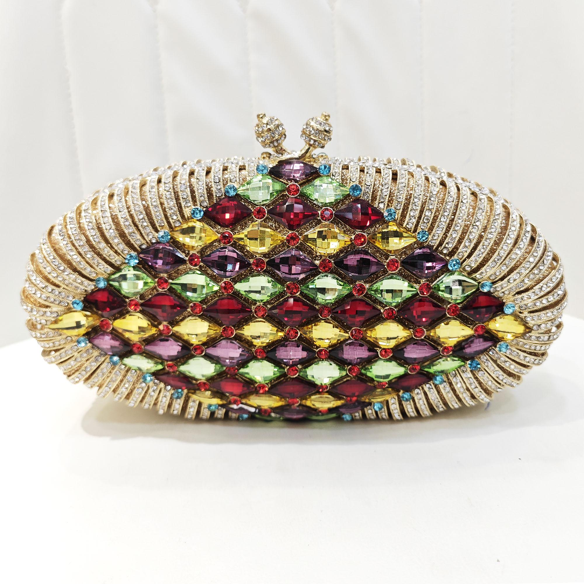 

New Purple White Rhinestone Evening Bag Clutch Stone Women Diamond Clutches Wedding Bridal Crystal Purses And Party Handbags 18cmX12cmX6cm