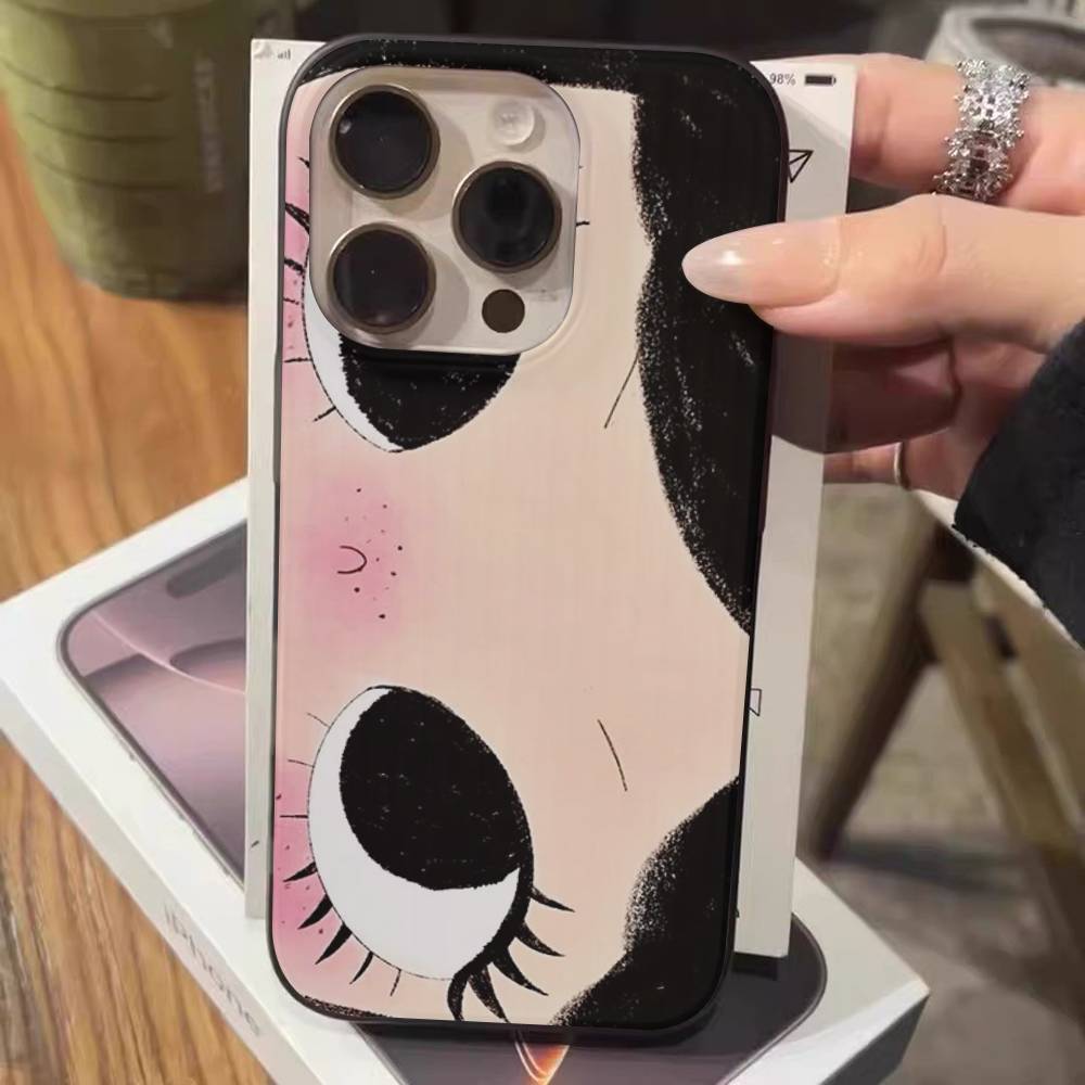 BIG EYES COMIC GIRL Phone Case For IPhone 17 16 15 14 13 12 11 Pro Max Plus Corrugated Bumper Back Cover Shell