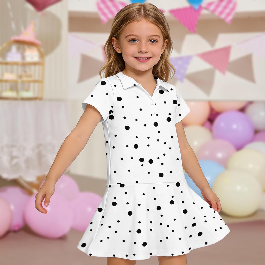 Kids' Dress - Short Sleeve Pocket Color Frock Kids' Collared Dress - Short Sleeve Pocket Frock
