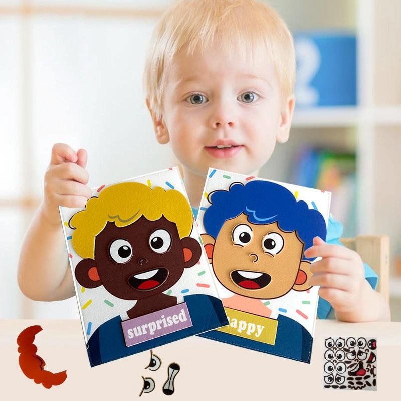 Montessori Emotions Learning Toy - 12 Emotion Cards & DIY Face Puzzle, Educational Game for Kids 3+ Years, Creative Gift for Boys and Girls