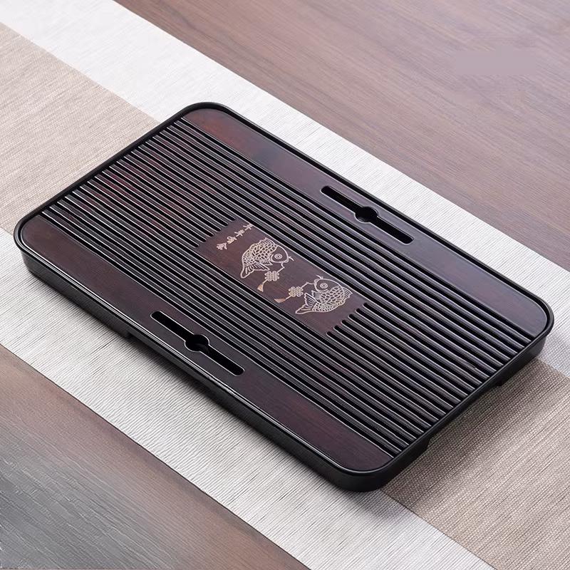 Chinese Natural Bamboo Tea Tray Water Storage Kung Fu Tea Set Rectangular Tea Board Tea Matcha Serving Trays Decorative
