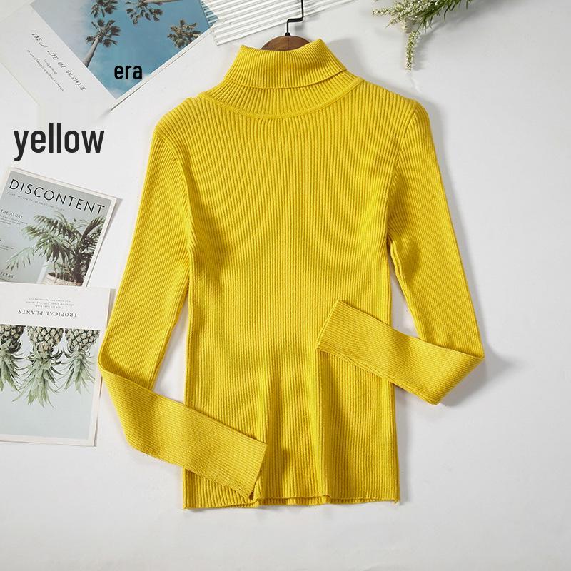 Women's Slim-Fit Knitted Turtleneck Sweater - Long-Sleeved, Solid Color, Warm for Autumn/Winter