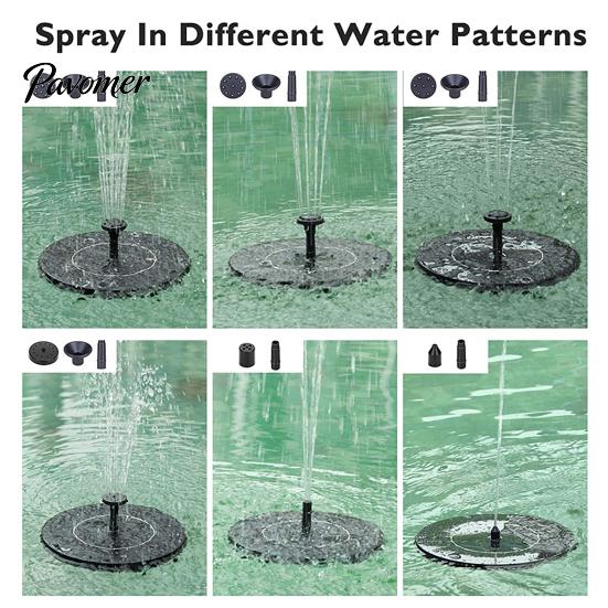 Solar Powered Fountain Kit Pump for Bird Bath, with Multiple Submersible Fish Pond Nozzles, 5.12" Floating Water Garden Pool Tank Terrace