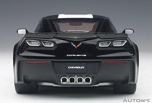 AUTOart 1/18 Scale Chevrolet Corvette C7 Grand Sport Black with White Stripes and Yellow Hash Marks