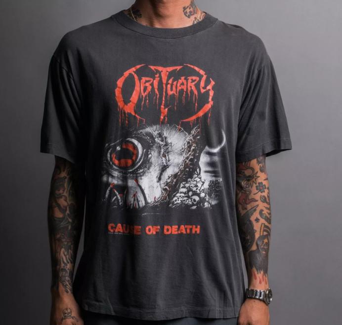 New 1990 Obituary Cause Of Death Tour Black Unisex T-shirt Reprint S-5XL S