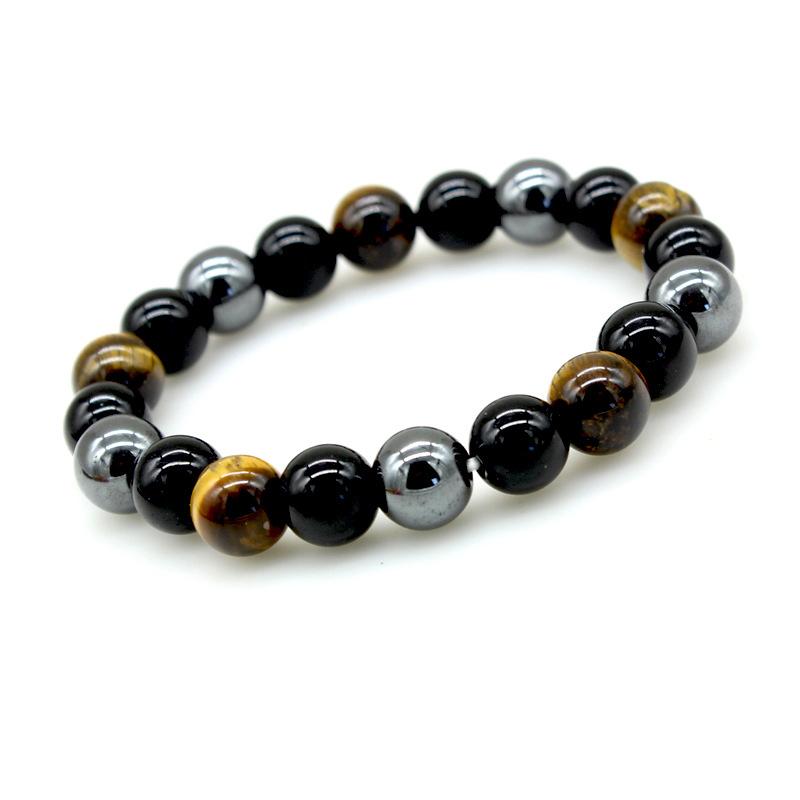 Men'S Stylish Natural Stone Bracelet Vintage Crown Symbol Of Power Hematite Beads Gift For Friends Natural Tiger Eye Beads