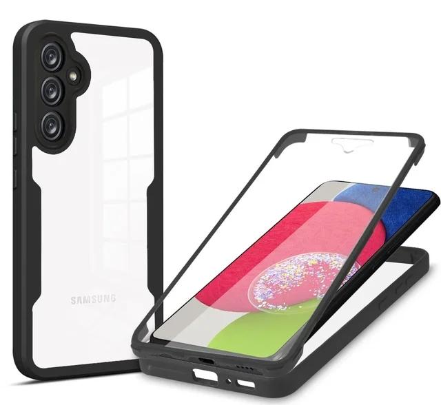 360° Plně krycí pouzdro pro Samsung Galaxy S25 S24 A56 A55 A34 A54 A35 A25 A15 A53 A33 A13 A14 A52 Nárazuvzdorné pouzdro s ochranou displeje