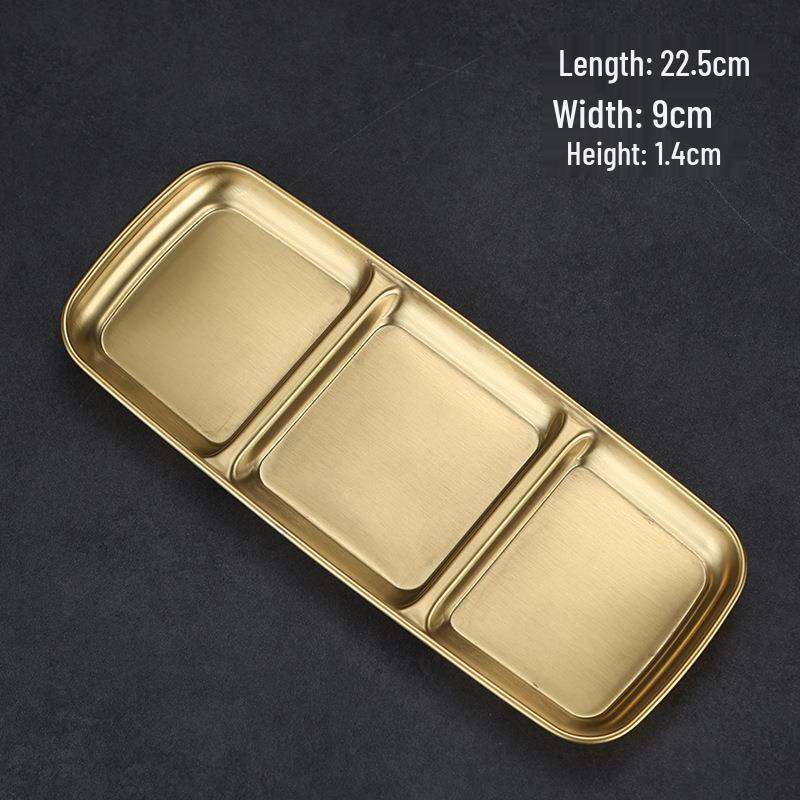 Korean Stainless Steel BBQ Gold Cutlery Round Plate