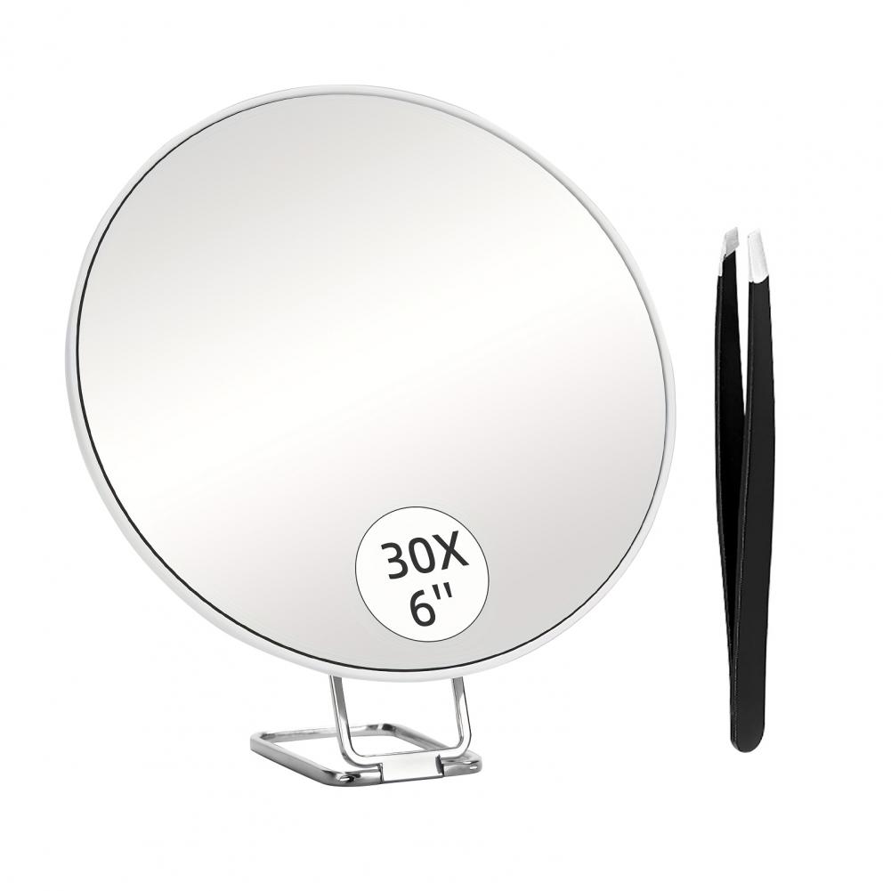 10/20/30X 14.7cm Magnifying Mirror Wall Hanging Handheld Desktop Mirror With Tweezers Magnified Makeup Vanity Mirror Bathroom