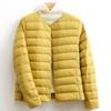 Womens Lightweight Packable Down Jacket No Collar Slim Fit Short Puffer Coat Winter