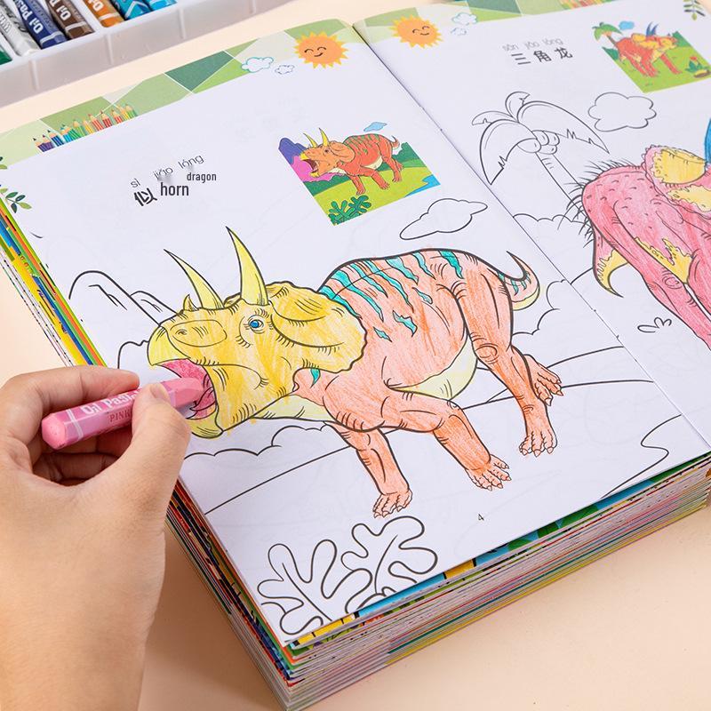 Dinosaur & Car Coloring Book for Kids Ages 3-6