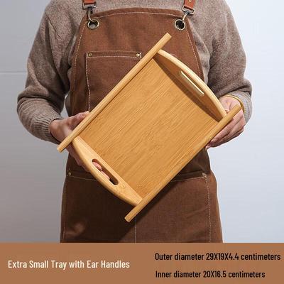Leyongtu Bamboo Wood Rectangular Serving Tray with Handles