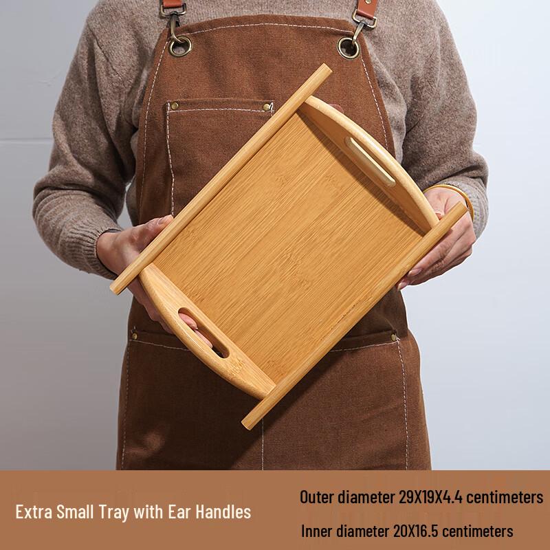 Leyongtu Bamboo Wood Rectangular Serving Tray with Handles