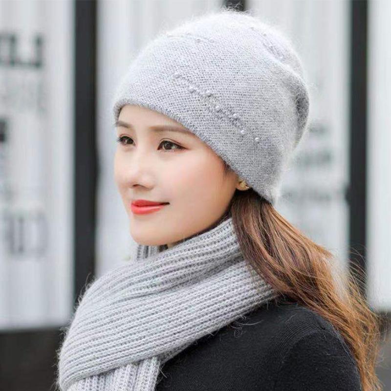 

Женский осенне-зимний берет из кроличьей шерсти, женский утолщенный теплый и холодный защитный головной убор с наушниками One size серый