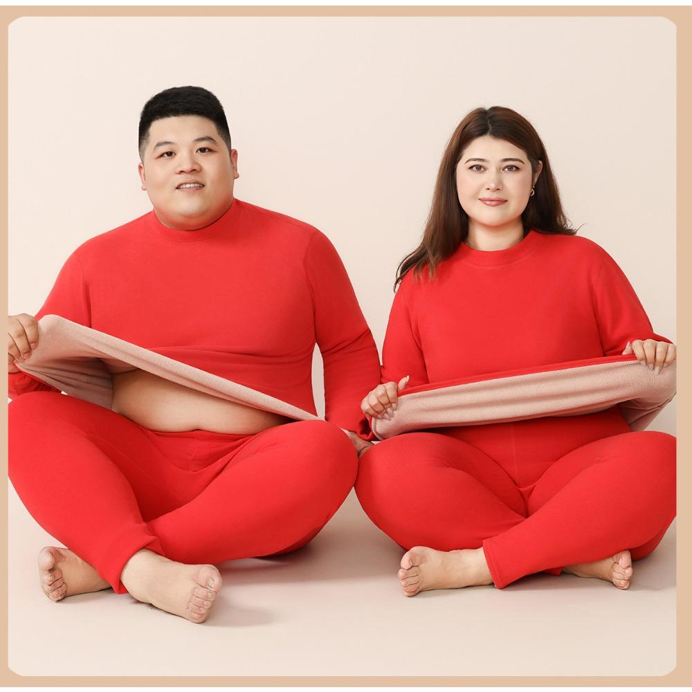 Couple Sherpa Fleece Thermal Underwear Set Plus Size Warm Cold Resistant Winter
