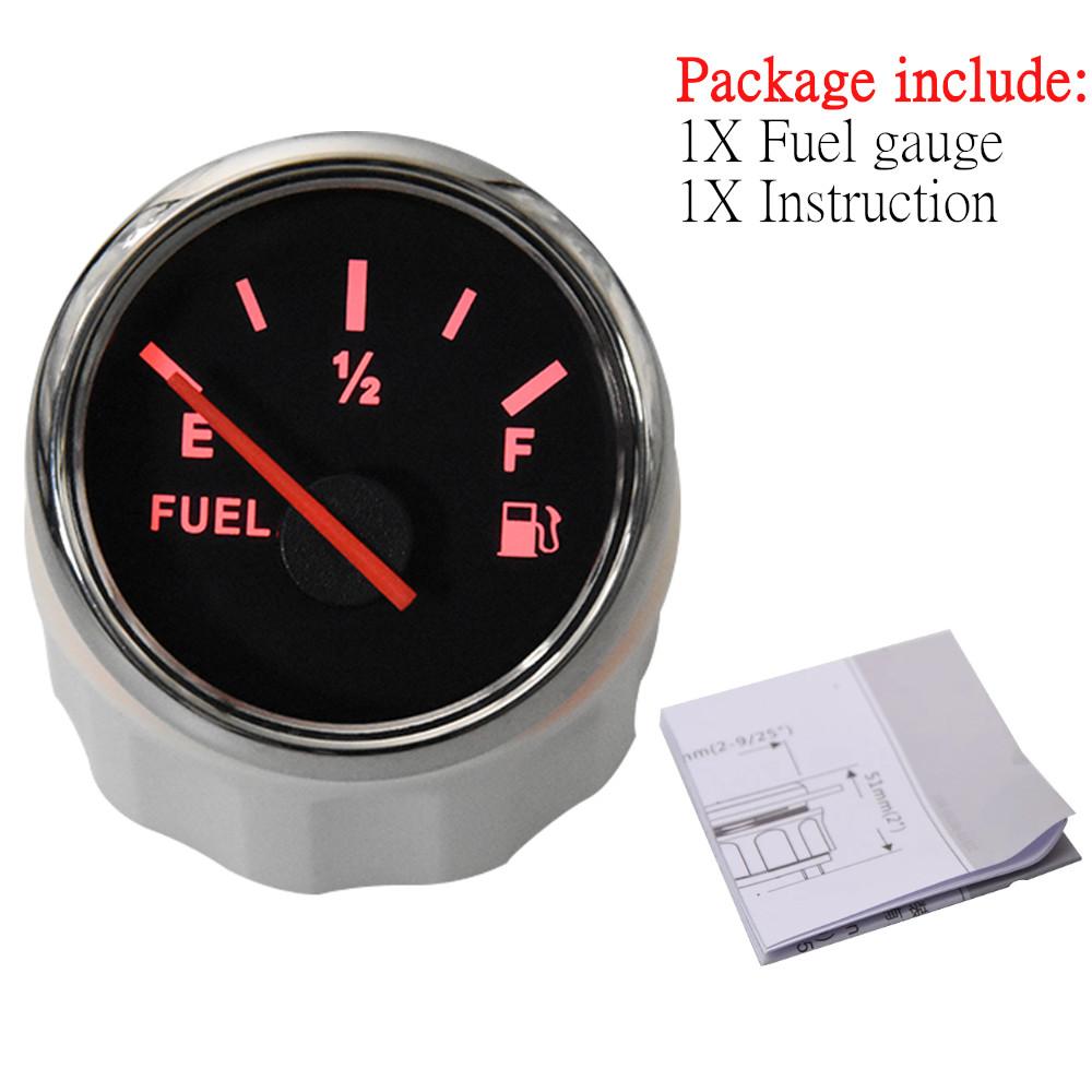 52mm Fuel Level Gauge E-1/2-F 0-190ohm Marine Boat Car Oil Tank Indicator With Red Backlight 9-32V Ship From RU/Spain
