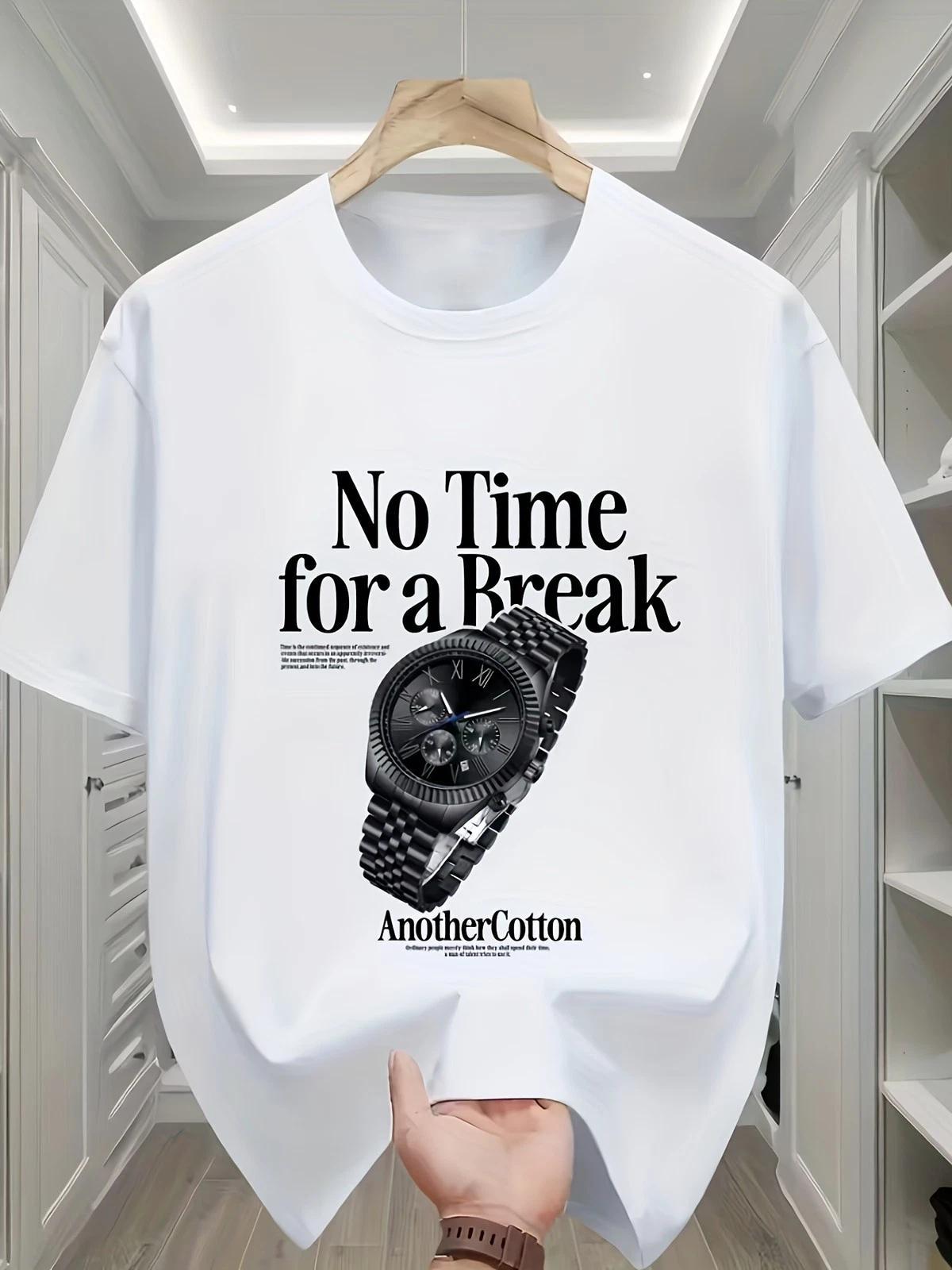 No Time for a Break Watch Graphic T-Shirt Vintage Streetwear Casual Tee XXL