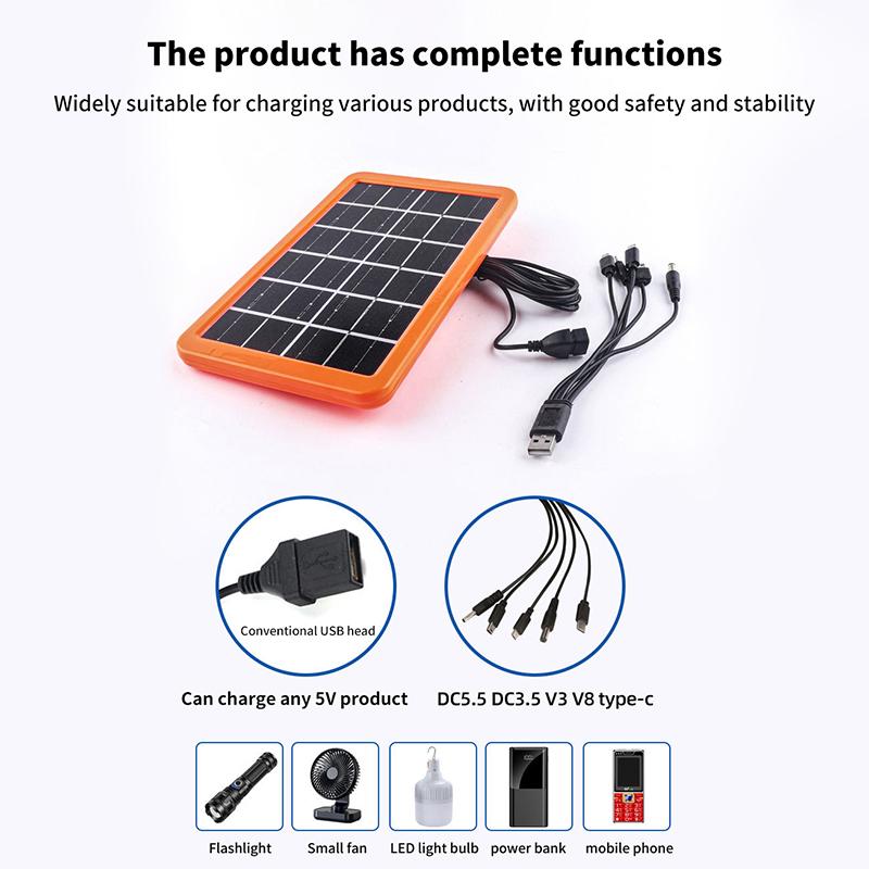 3W Multifunctional Solar Panel 6V Photovoltaic Panel Outdoor Mobile Phone Charger Emergency Power Supply For Iphone16 Huawei