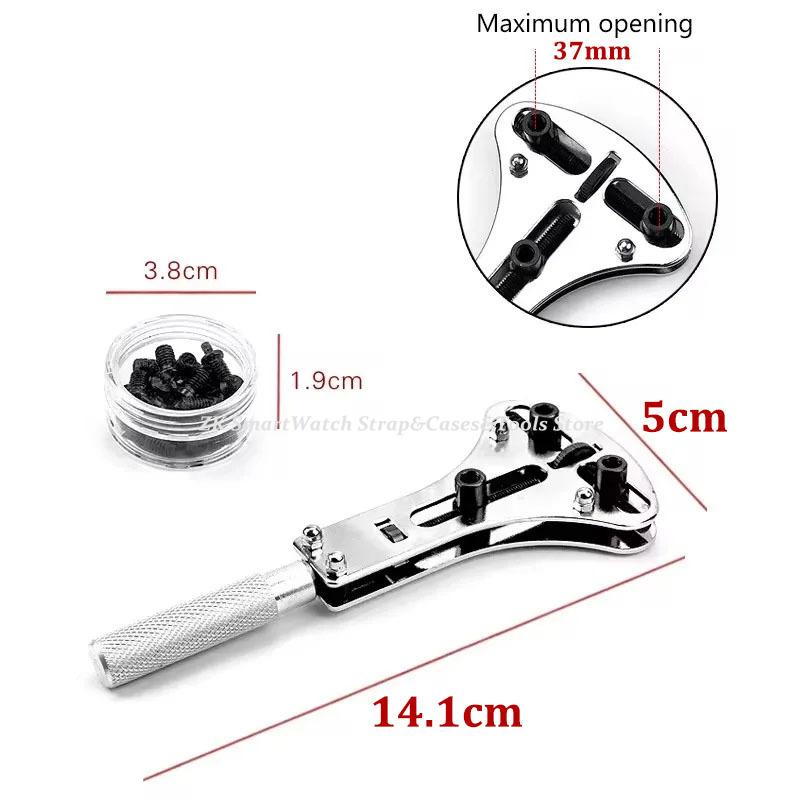 4pcs Adjustable Screw Back Remover Wrench Steel Watch Case Opener Three Jaw Open Cover Tool Bottom Opener Watch Repair Tools Kit