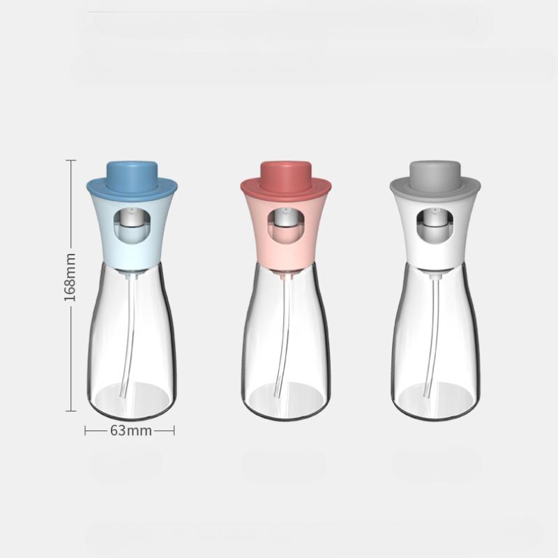 Láhev s rozprašovačem lisovaného typu, láhev na koření, prachotěsná, skleněná nádoba na olej s kontrolou oleje, velký kalibr, láhev s rozprašovačem na vaření a grilování