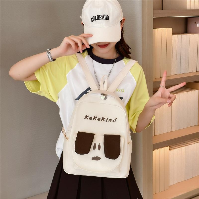 Cat Theme Dog Canvas Backpack Outdoor Large Capacity Schoolbag Breathable