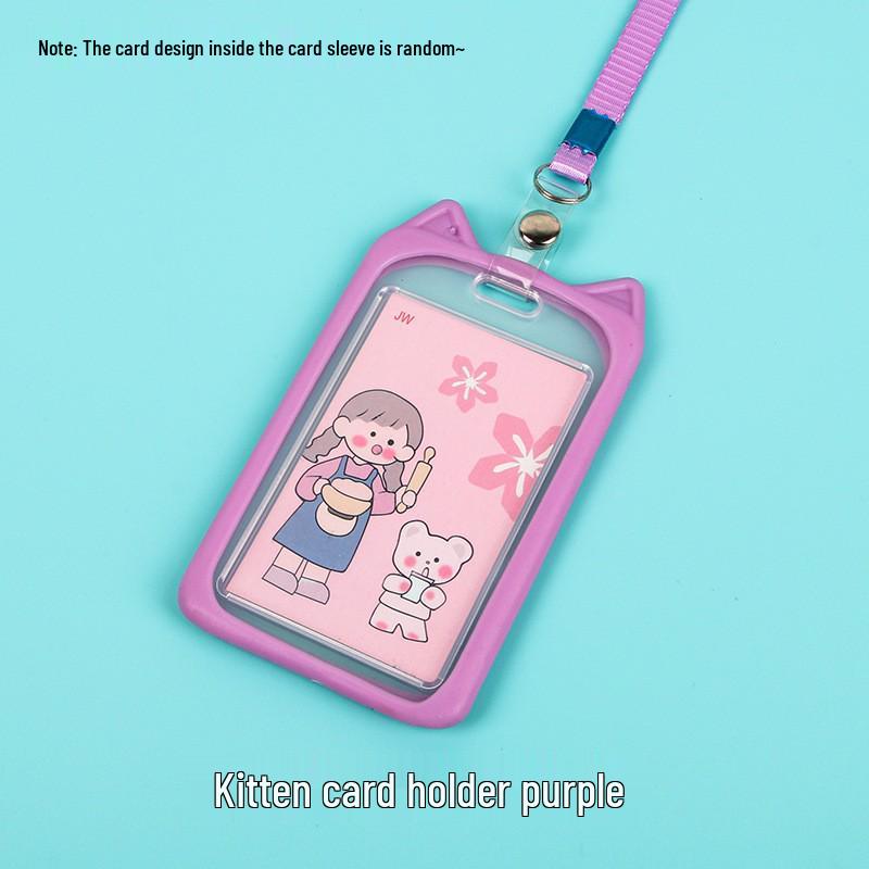 Creative Cartoon ID Card Holder with Lanyard - Cute, Transparent, and Waterproof for Students and Employees