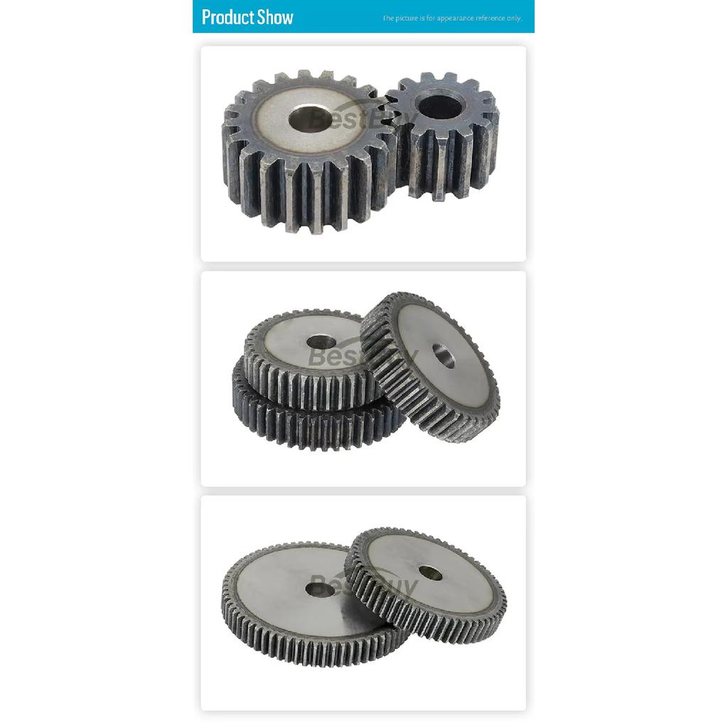 1M Spur Gear SC45# Carbon Steel Material 12T/13T/14T/15T/16T/17T/18T - 42T/43 Teeth Cylindrical Gear Transmission Accessories
