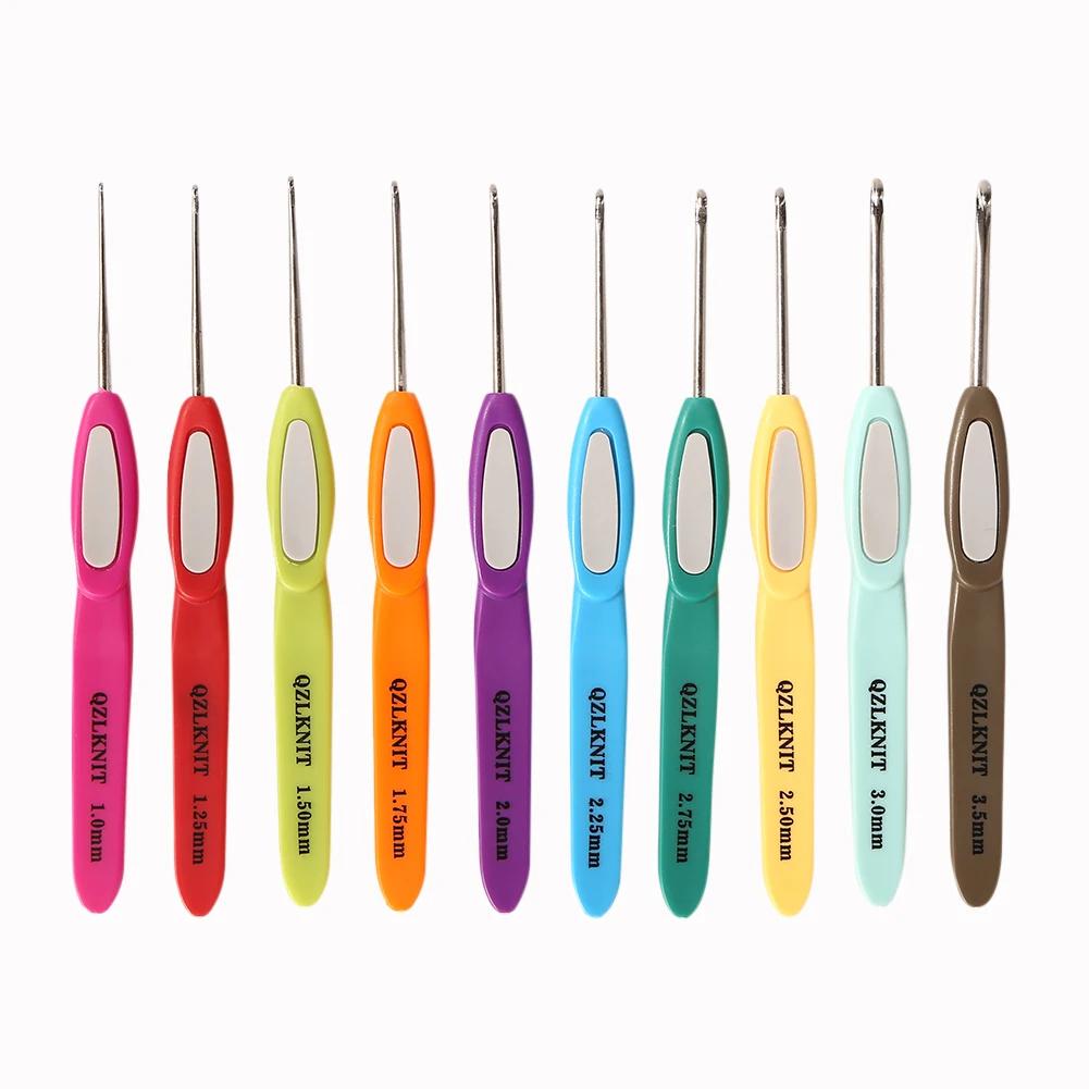 Crochet Hooks Set Yarn Knitting Needles with Case Colorful Crochet Hooks Kit Ergonomic Handle 11 Sizes for Mom Grandma Gifts