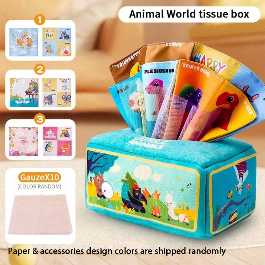 Baby Tissue Box Toys Montessori Toys Suitable For 6 To 12 Months Old Baby Soft Pleated Baby Sensory Toys