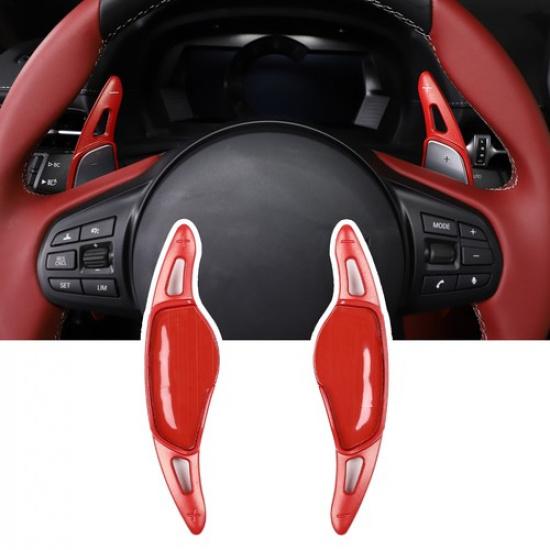 For Toyota Supra Steering Wheel Red Aluminum Alloy PaddlesTrim 2PCS
