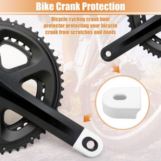 4pcs Silicone Bicycle Cycling Bike Crank Boot Protector Crank Arm Cover White
