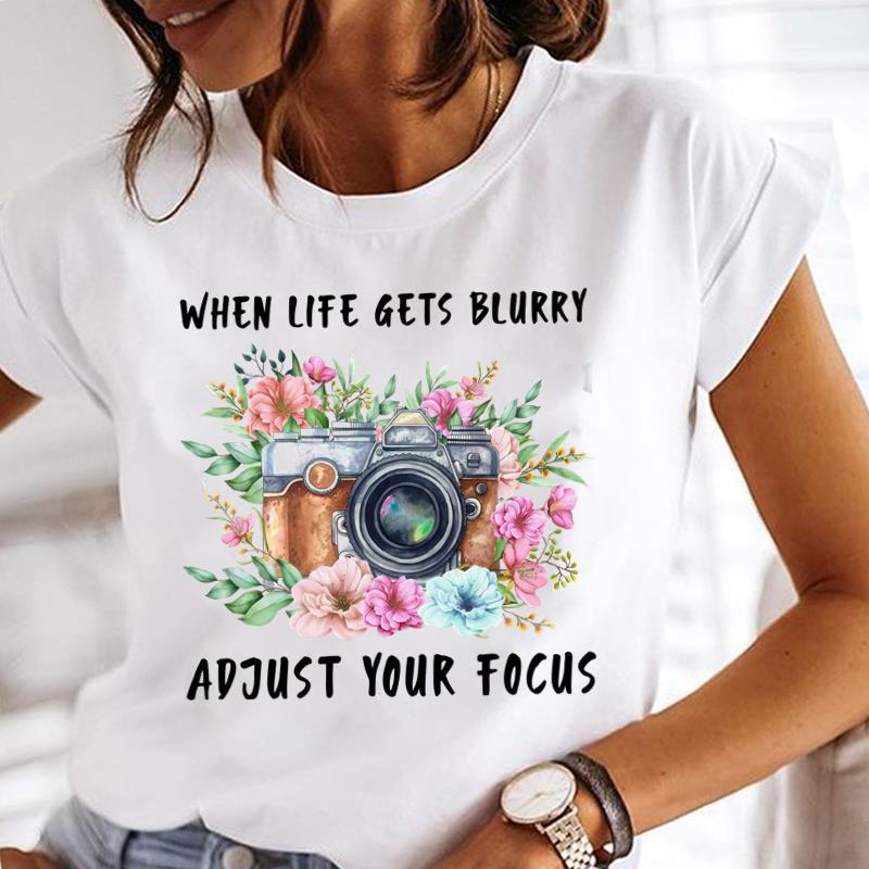 (Asian Size) Tee Lady Female Top Printed Letter Cute Style Women Casual T Shirt Fashion Clothing Graphic Short Sleeve T-shirts