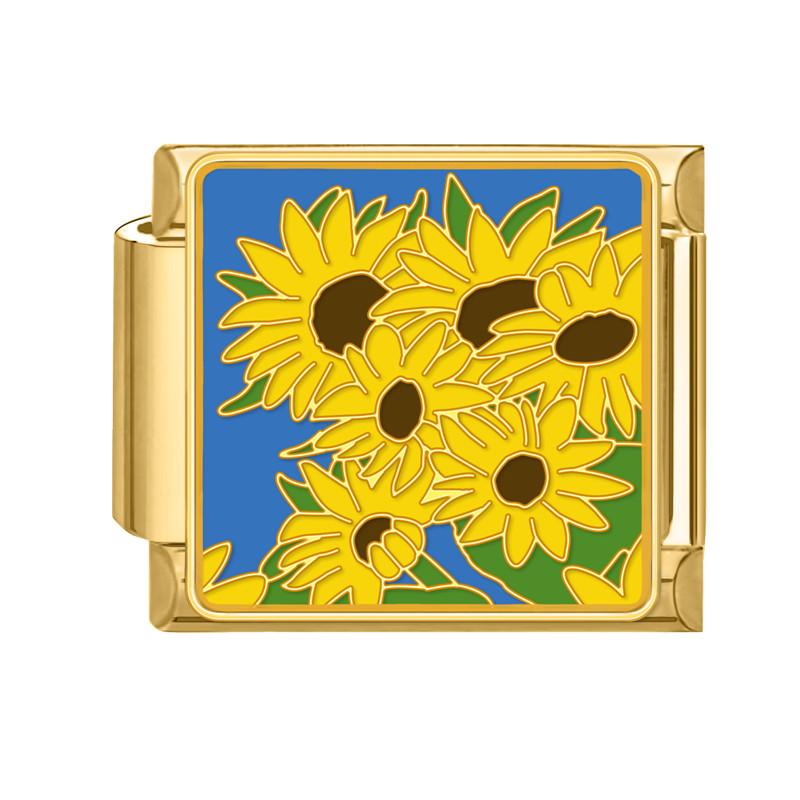 Y2K Gold Color Bear Cat Blue Sky Rose Flowers Moon Italian Charm Link Fit 9MM Stainless Steel Bracelet Women DIY Making Gifts