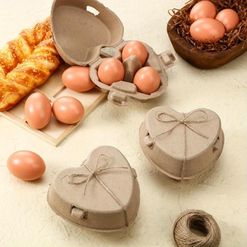 40pcs Heart-Shaped Easter Egg Cardboard Boxes with Handles Reusable Paper Basket Containers for Storing Eggs Holder Refrigerator