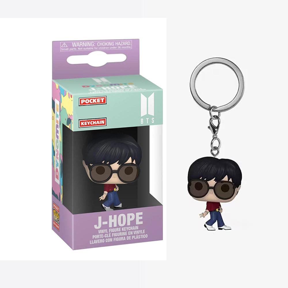 Funko POP Neuer Schlüsselanhänger Spielzeug Herren Team JUNG KOOK JIMIN Jin V J-HOPE Pocket Pop Schlüsselanhänger Vinyl Actionfigur Sammelspielzeug