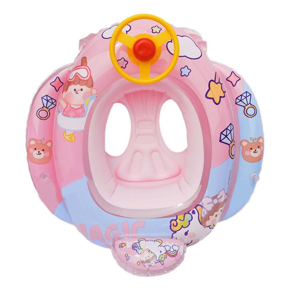 Baby Pool Float with Safety Seat Steering Wheel Cartoon Inflatable Swimming Ring Pool Swim Training Aid for 1 6 Years