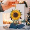 Sunflower Car Hanging Ornament Cute Retro Sunflower Car Interior Decoration Multi-Functional Car Rear View Mirror Charm Keychain