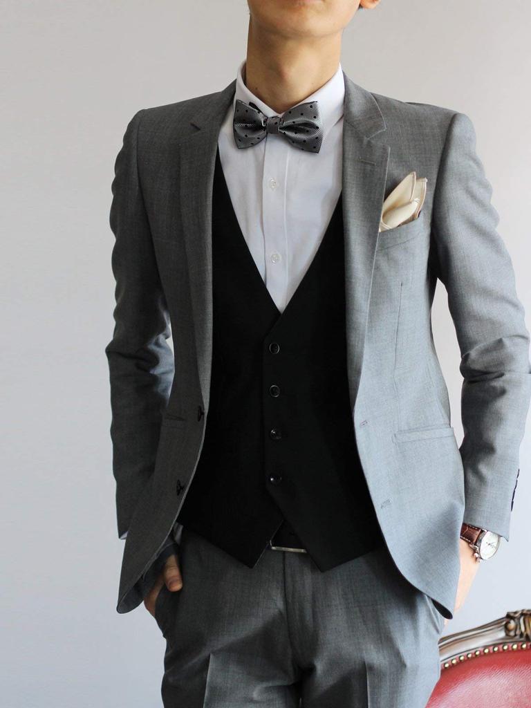 [WANDM] Bow Tie, Polka Dot Pattern, Gunmetal Gray