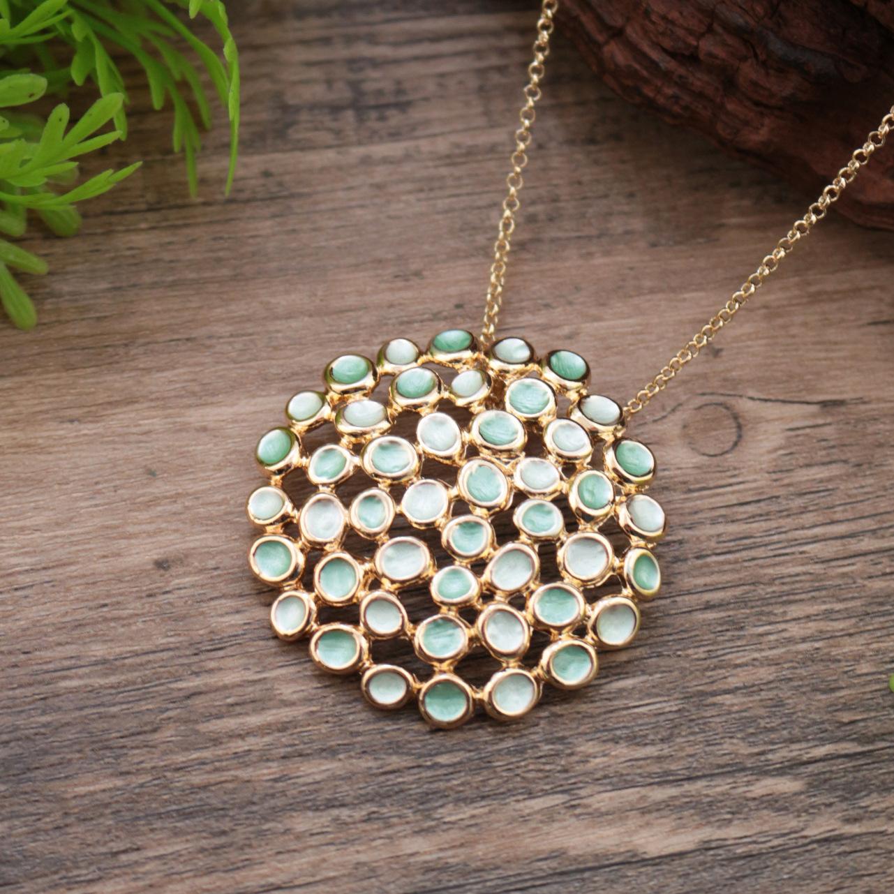 

Емалева геометрична підвіска-квітка, жіноче висококласне універсальне нерегулярне намисто-квітка