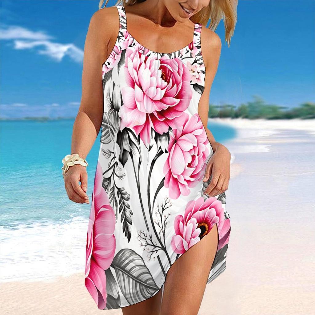 Women's Beach Dress Mini Dress  Flower  Print Casual Modern Dress Sleeveless Loose Fit Outdoor Daily Summer