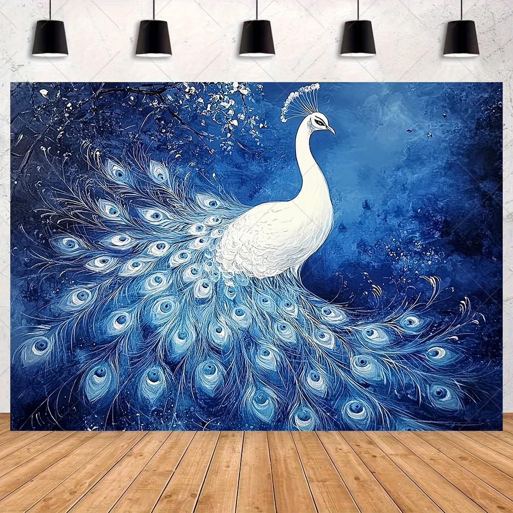 Peacock Theme Background Happy Birthday Flower Castle Waterfall Party Decor Backdrop Photography Studio Supplies Props Banner