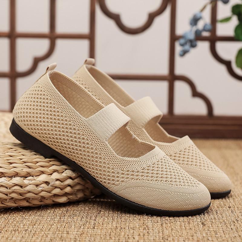 Pantofi de pânză Beijing vechi pentru femei vară nou plasă țesută cu fir respirabili pantofi de damă talpă moale confortabili pantofi pentru mamă de vârstă mijlocie și în vârstă
