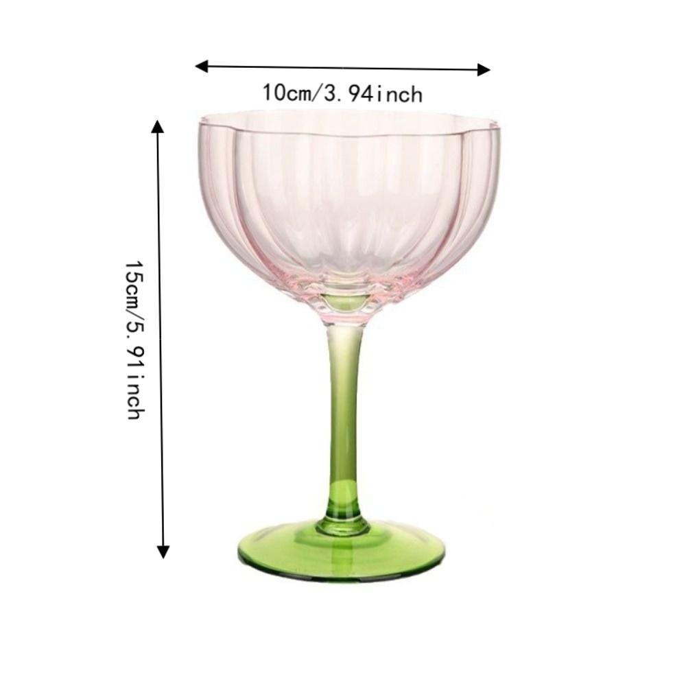 Crystal Petal Shaped Wine Glasses French Style Tall Foot Wine Cup Elegant Flower Shape Goblet Bar