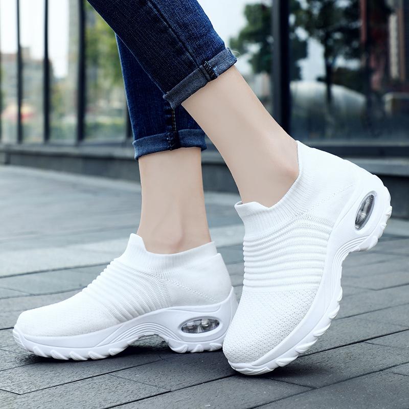 Large size dance shoes, sports and fitness single shoes, fly-woven mesh elastic socks, shoes 1 heightened No. 2